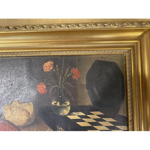 1373 - A gilt framed still life on canvas