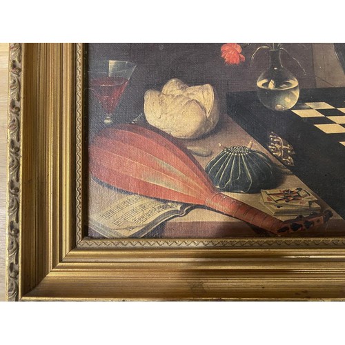 1373 - A gilt framed still life on canvas