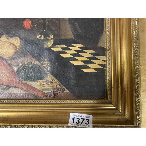 1373 - A gilt framed still life on canvas