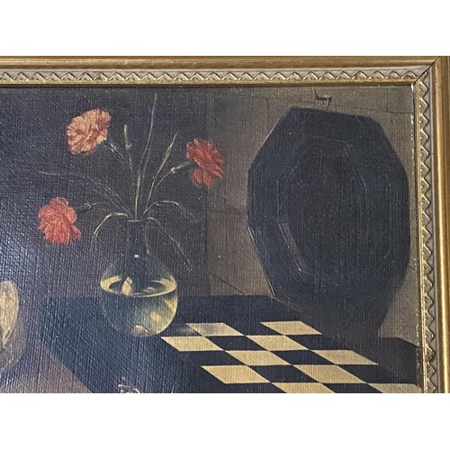 1373 - A gilt framed still life on canvas