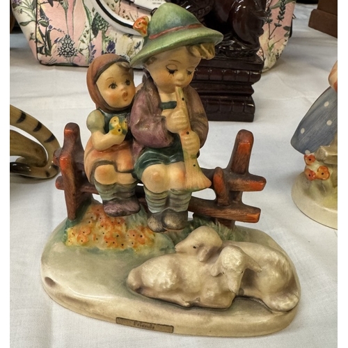 1829 - 2 Goebel figures including A dog of foo, German figure, musical box & A Regency fine art teddy bear