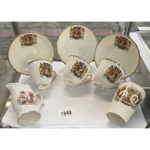 1842 - A quantity of commemorative cups, saucers, jug & beaker