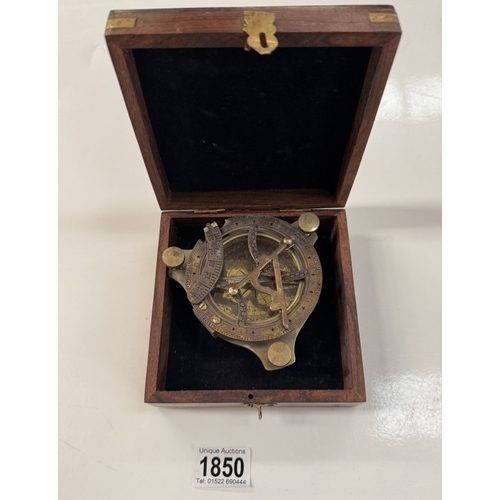 1850 - A teak cased nautical compass / sextant