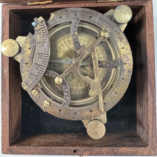 1850 - A teak cased nautical compass / sextant