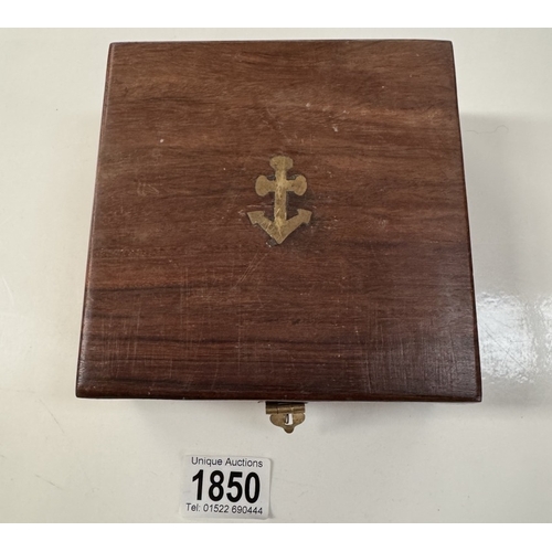 1850 - A teak cased nautical compass / sextant