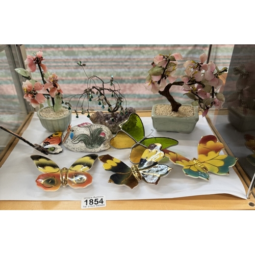 1854 - 4 Ceramic butterflies etc