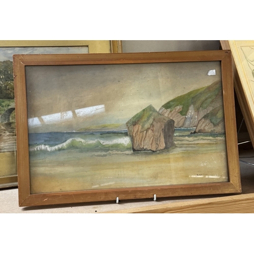 1862 - 3 gilt framed watercolours of the countryside and one of Bedruthan Cornwall by M.Banfield COLLECT ON... 