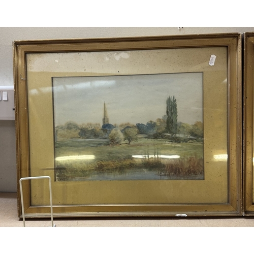 1862 - 3 gilt framed watercolours of the countryside and one of Bedruthan Cornwall by M.Banfield COLLECT ON... 