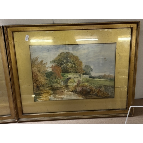 1862 - 3 gilt framed watercolours of the countryside and one of Bedruthan Cornwall by M.Banfield COLLECT ON... 