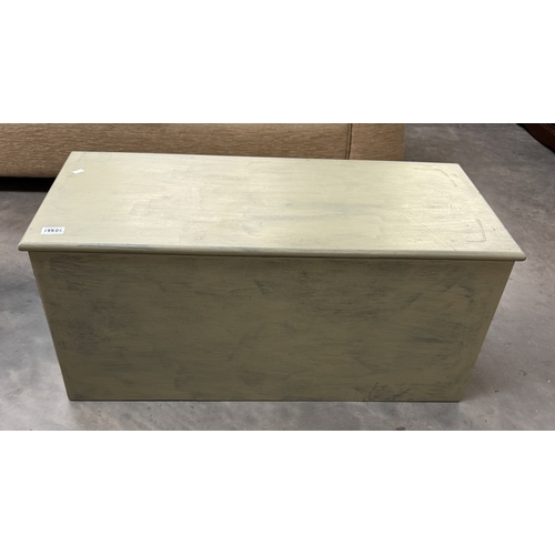 1880C - A green painted blanket box COLLECT ONLY