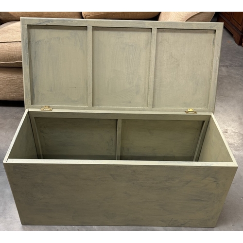 1880C - A green painted blanket box COLLECT ONLY