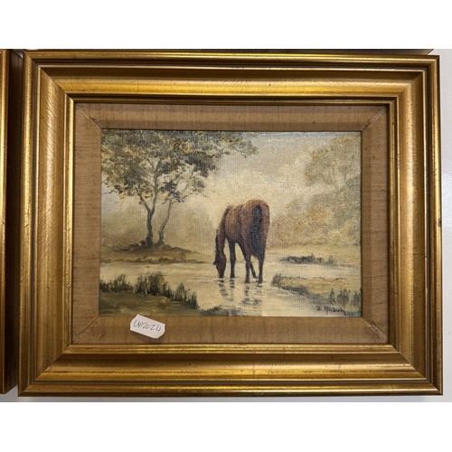 1819 - 4 gilt framed oil on boards of horses signed B.Mason