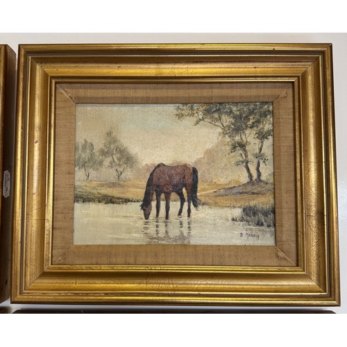 1819 - 4 gilt framed oil on boards of horses signed B.Mason