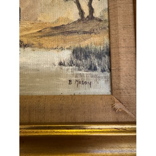 1819 - 4 gilt framed oil on boards of horses signed B.Mason