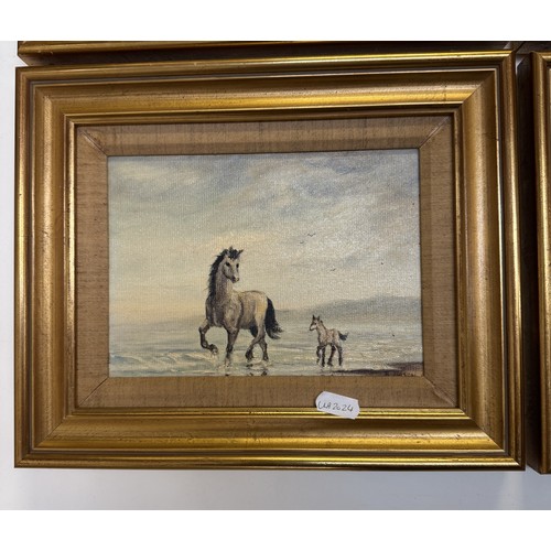 1819 - 4 gilt framed oil on boards of horses signed B.Mason