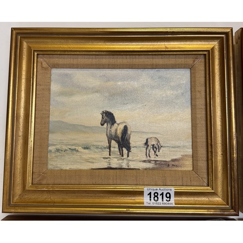 1819 - 4 gilt framed oil on boards of horses signed B.Mason