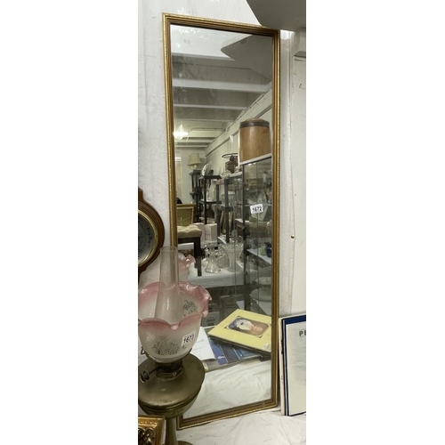 1672 - A long gilt framed mirror 34 x 120cm COLLECT ONLY