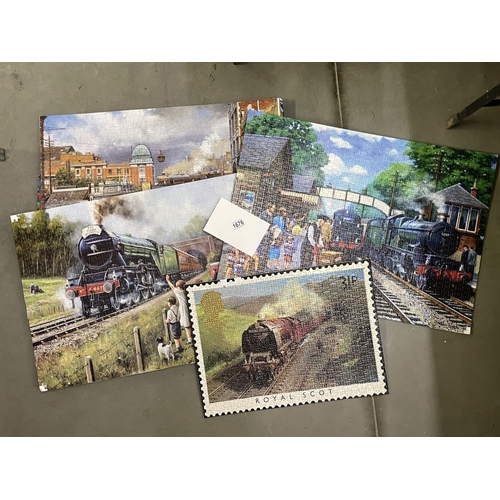 1676 - A quantity of made train related jigsaw puzzles. Collect only