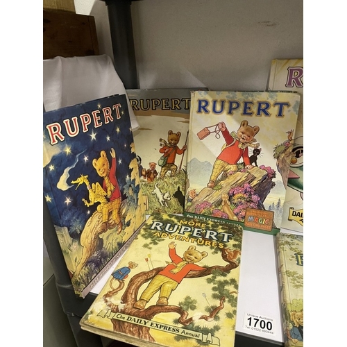 1700 - Seven assorted Rupert Bear annuals.