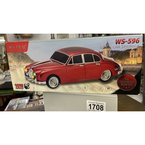 1708 - A boxed Bluetooth speaker in shape of a Jaguar MK2 car