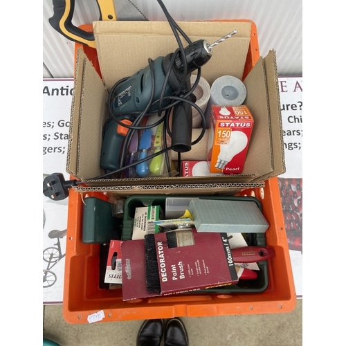 1811 - A mixed box of tools & 1 power drill in working order