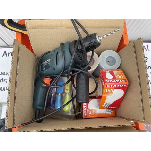 1811 - A mixed box of tools & 1 power drill in working order