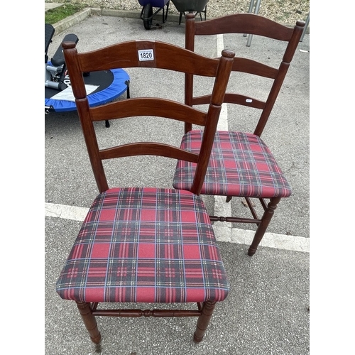 1820 - 2 tartan covered chairs COLLECT ONLY