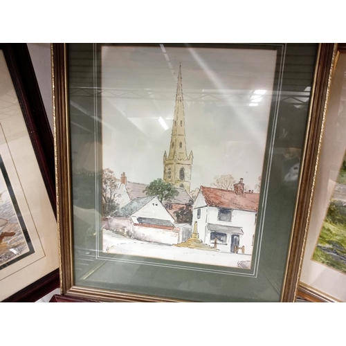 1750 - 5 framed watercolours of country scenes