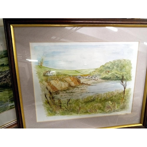 1750 - 5 framed watercolours of country scenes