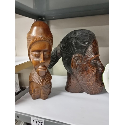 1777 - Two carved wooden busts.