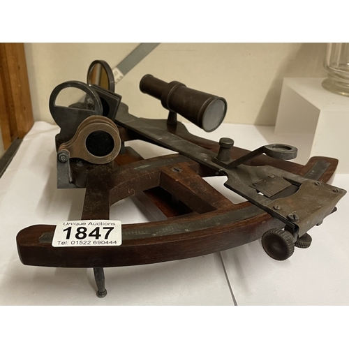 1847 - A brass & wooden sextant