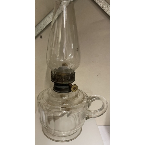 1848 - A vintage glass finger oil lamp COLLECT ONLY.