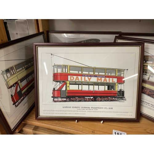 1854 - 6 framed & glazed prints of trams