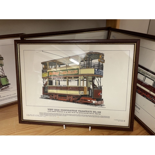 1854 - 6 framed & glazed prints of trams