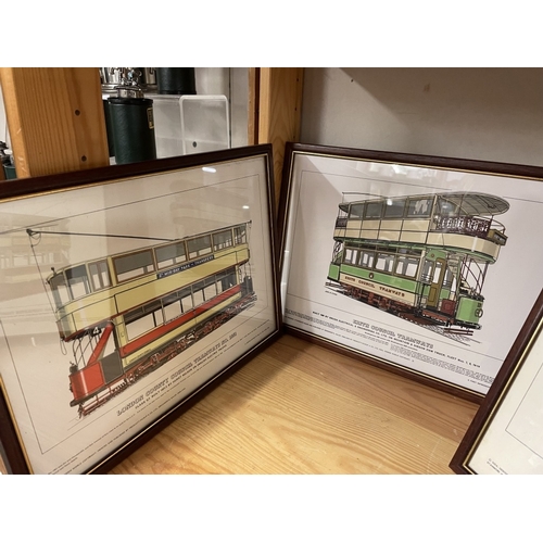 1854 - 6 framed & glazed prints of trams