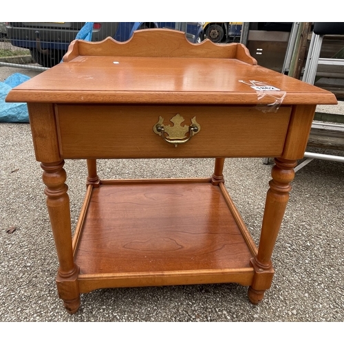 1862 - A wooden side table with brass handle COLLECT ONLY