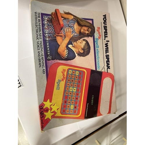 1873 - A vintage boxed Texas instruments speak & spell electronic game in working order