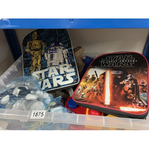 1875 - 2 Star Wars backpacks & a box of toys