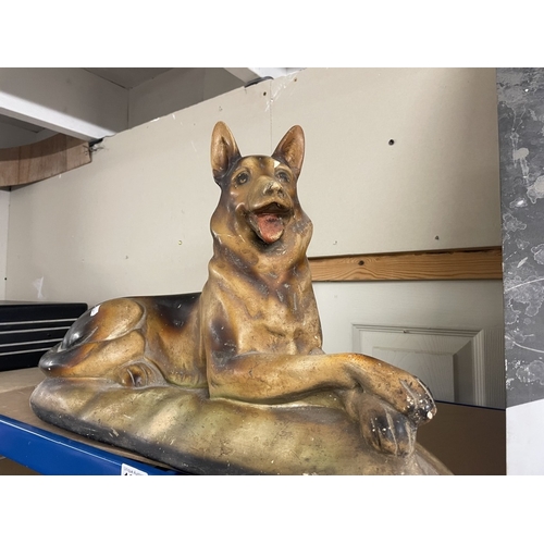 1876 - A vintage chalk/plaster Alsatian dog