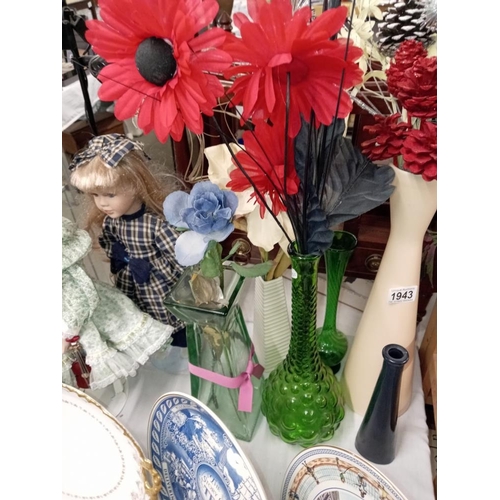 1943 - A quantity of vases with artificial flowers COLLECT ONLY