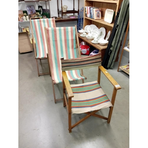 1959 - 2 deckchairs & a directors chair