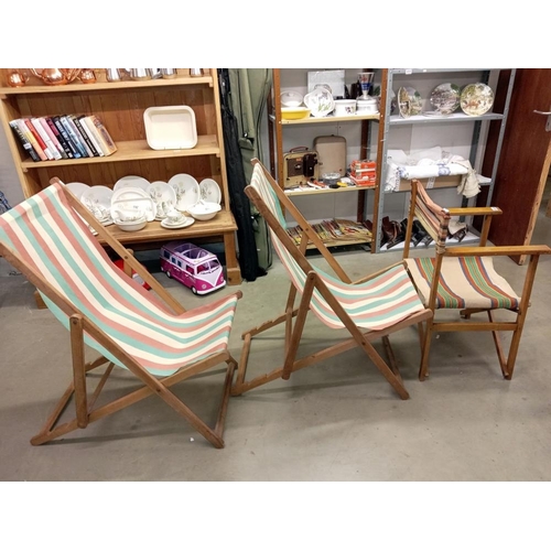 1959 - 2 deckchairs & a directors chair