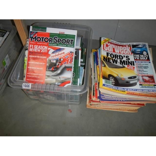 1666 - Four crates of Motorsport, Car Week magazines etc.,