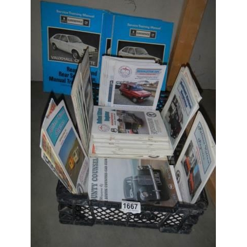 1667 - A tray of Reliant Monthly, Service and Training magazines.