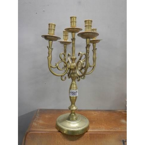 1607 - A heavy brass candelabra.