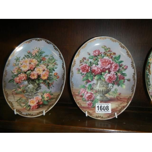 1608 - A set of oval Royal Worcester limited edition rose decorated plates for The Lung Foundation.