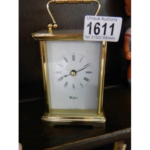 1611 - A late 20th century brass carriage clock.