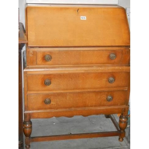 1615 - A mid 20th century oak bureau, COLLECT ONLY.