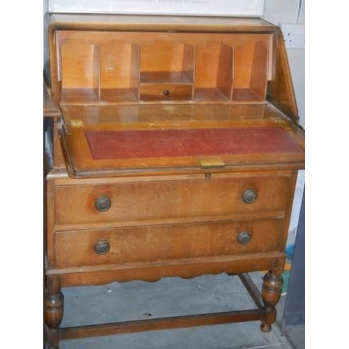 1615 - A mid 20th century oak bureau, COLLECT ONLY.