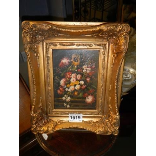 1619 - A gilt framed study of flower arrangement.